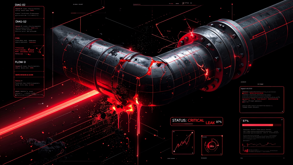 Fractured Leaking Pipe Cyber Crimson